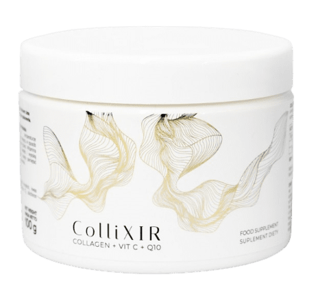 Collixir este o pulbere de colagen care se dizolvă în apă.
